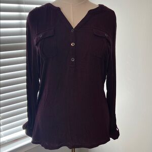 a new day Burgundy Long Sleeve Henley